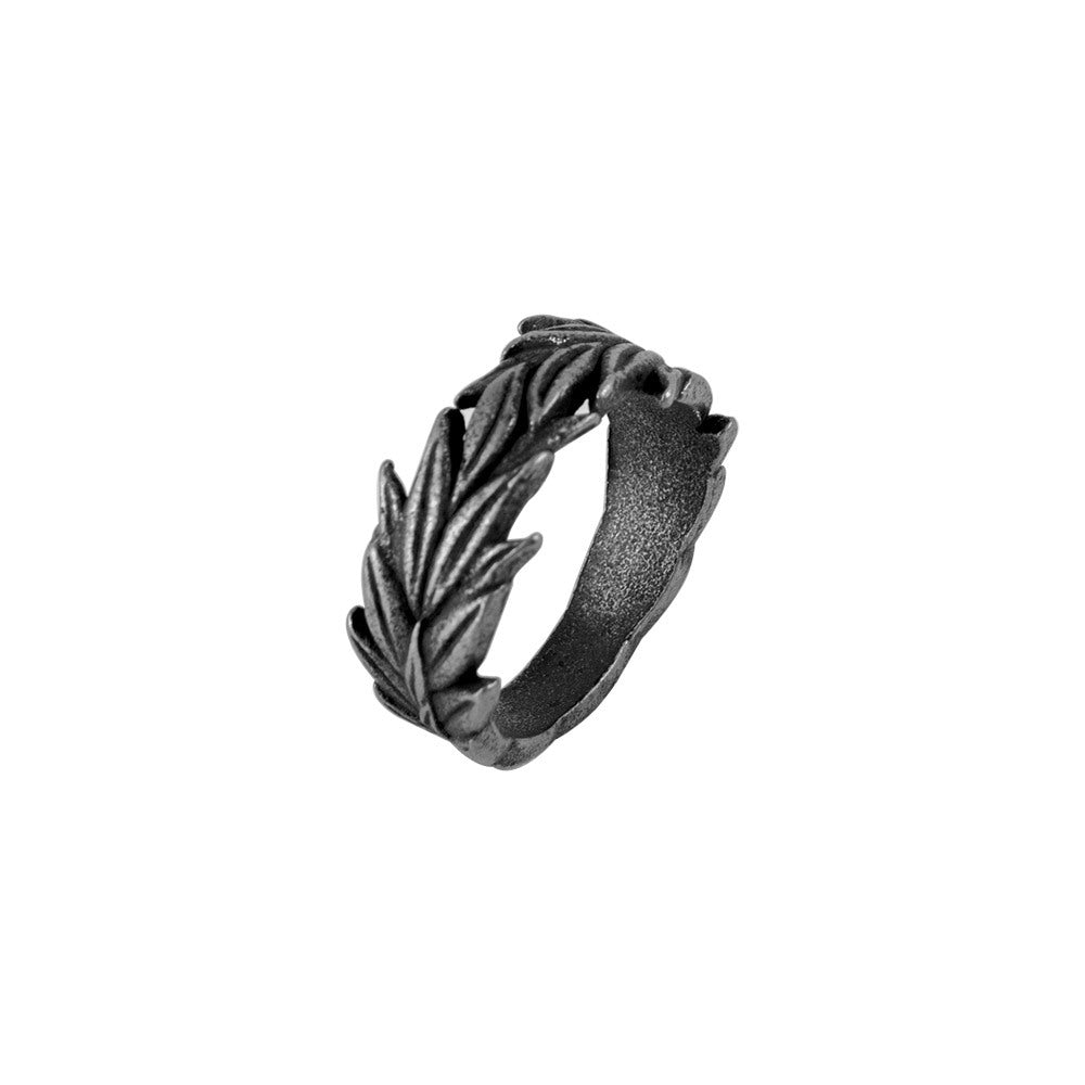 Wholesale Retro old plant wheat ear men's titanium steel ring